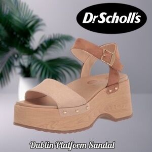 DR SCHOLLS Dublin-Stud-Accent Faux Wood Eco-Friendly Platform Sandal-10M NWT